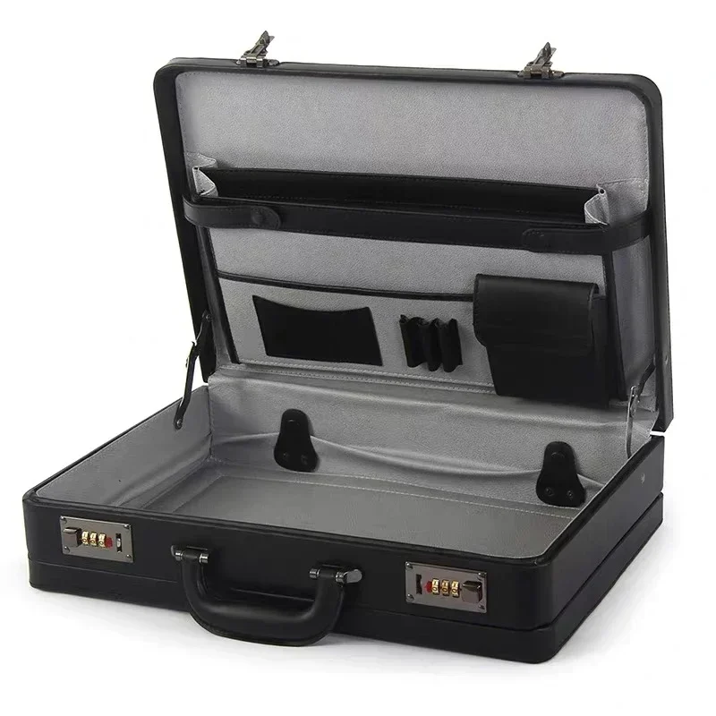 Leather Work Laptop Bag - กระเป๋าเอกสารอเนกประสงค์แบบพกพาสำหรับนักธุรกิจ วัสดุหนัง ใส่แล็ปท็อปได้ ขนาด 18-19 นิ้ว