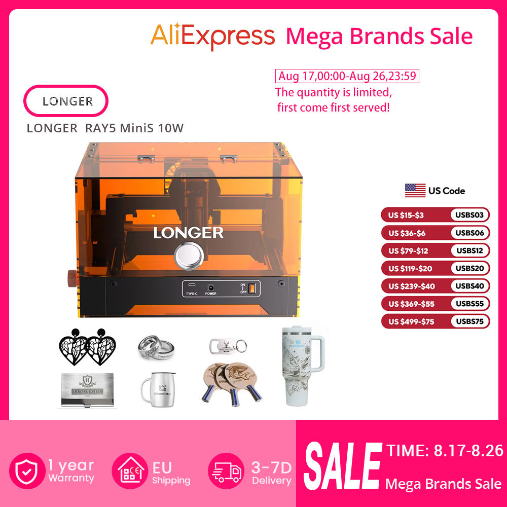 Leatherwork Classes - LONGER RAY5 MiniS 10W, ความแม่นยำ 0.1