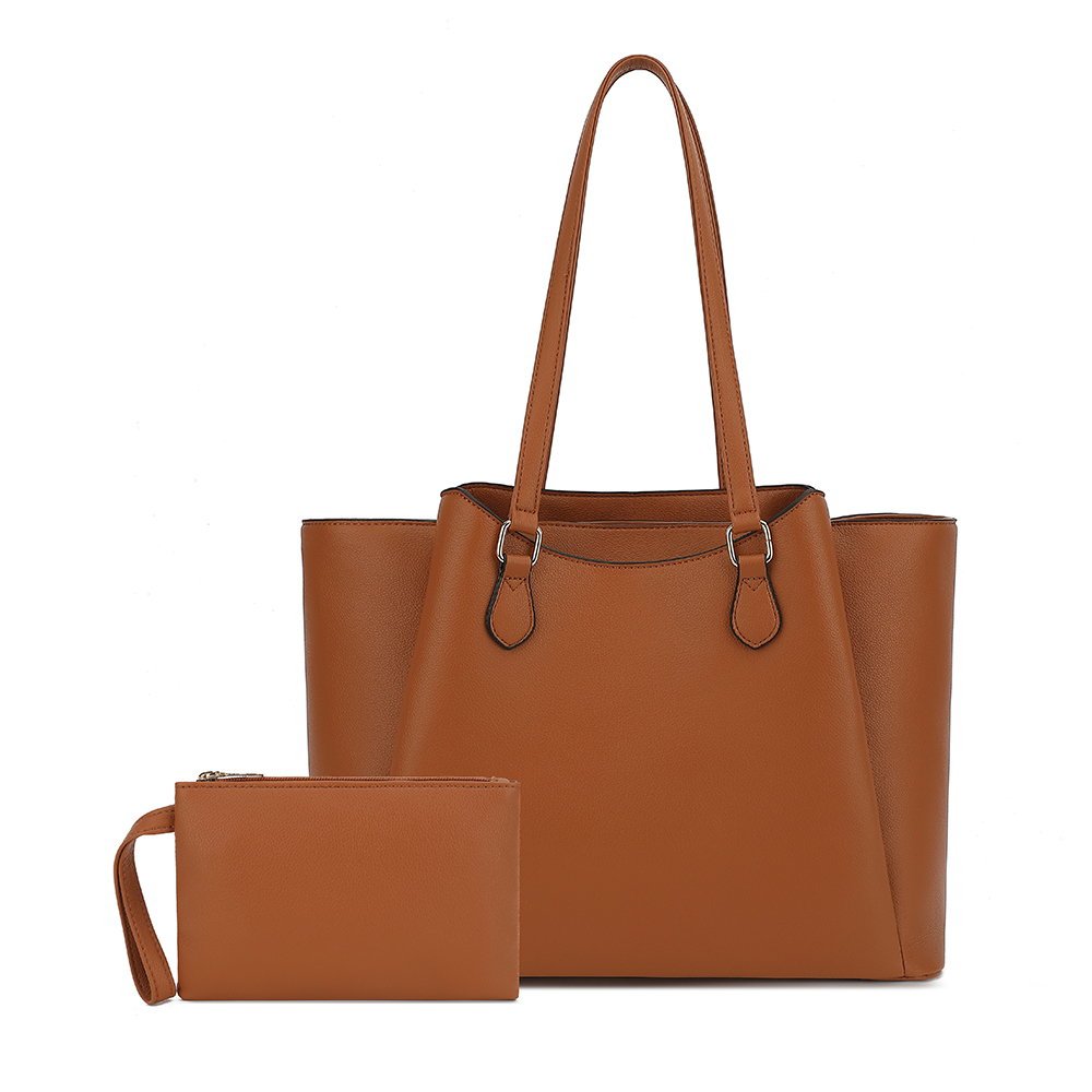 Leather Work - กระเป๋าโท้ทสำหรับผู้หญิง, กระเป๋าสะพายไหล่หนัง PU ขนาดใหญ่พร้อมกระเป๋าเล็ก, กระเป๋าใส่แล็ปท็อปขนาด 13.5