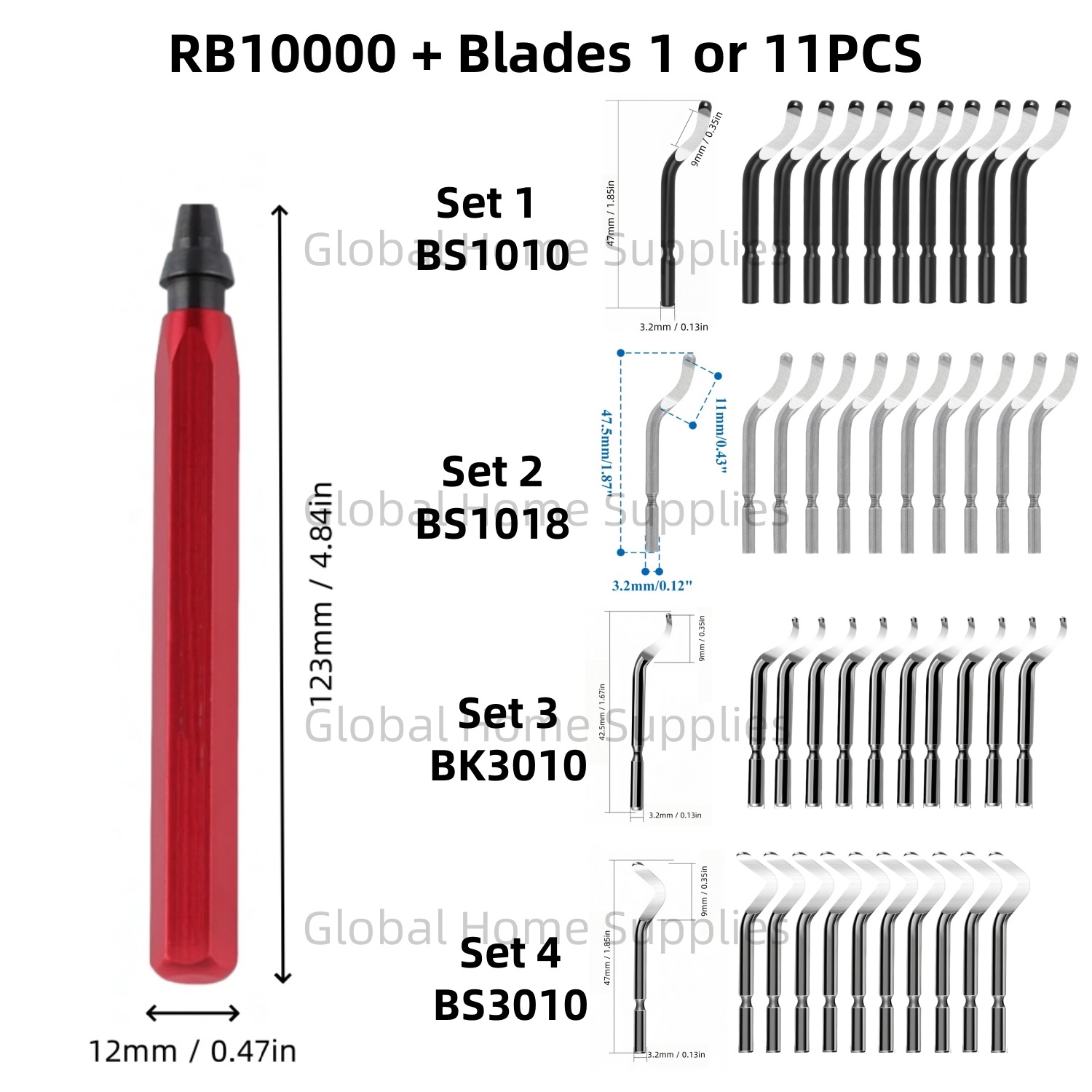Swivel Knife Tool - ชุดเครื่องมือขัด RB1000 พร้อมใบมีดหมุน 1 หรือ 11