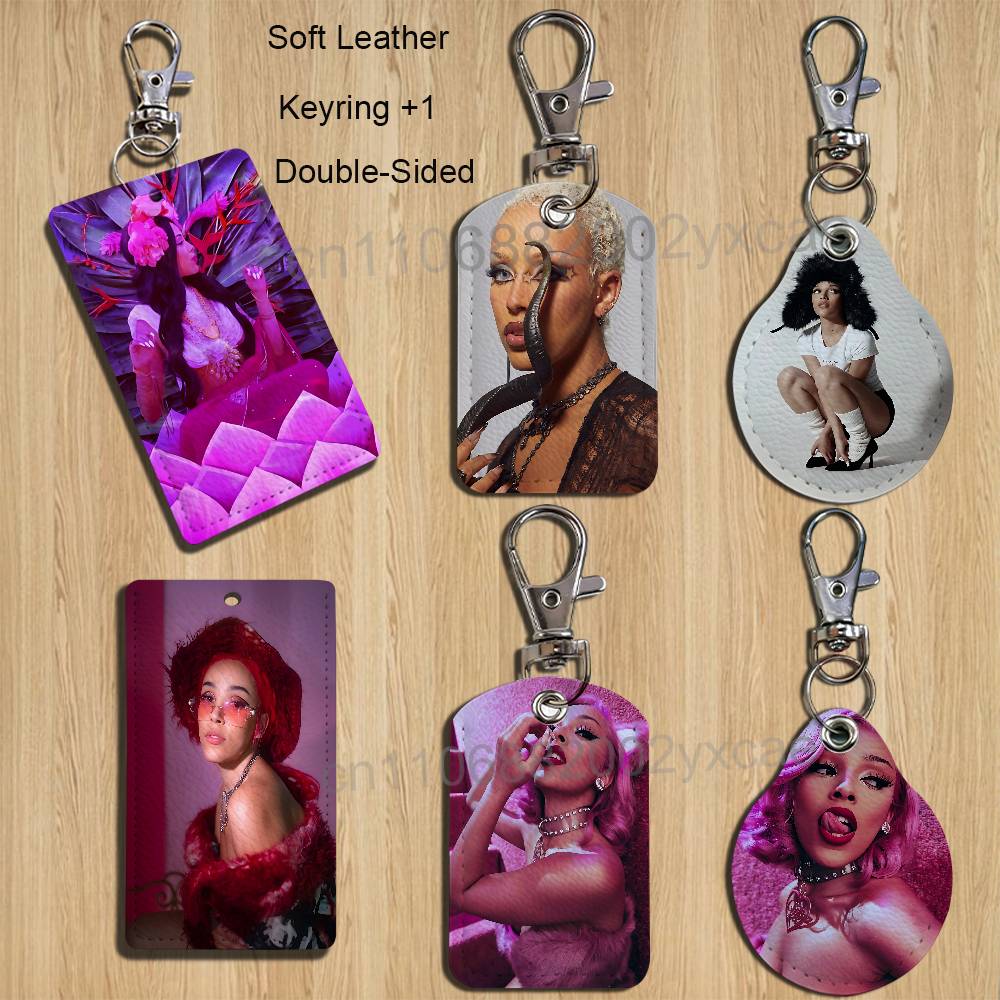 Leather Work - ที่ใส่บัตรรูป Doja Cat สีแดงสุดเท่ สำหรับใส่บัตรธนาคาร บัตรทำงาน