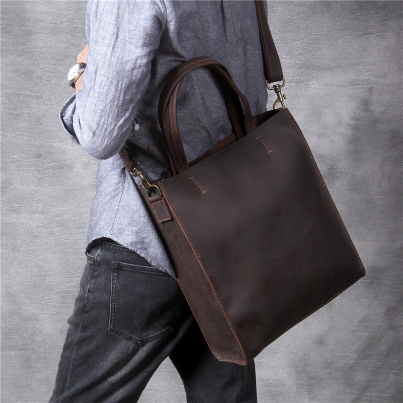 Vintage ของแท้หนังผู้ชาย Tote  - Leather Work Laptop Bag บทวิจารณ์และราคา