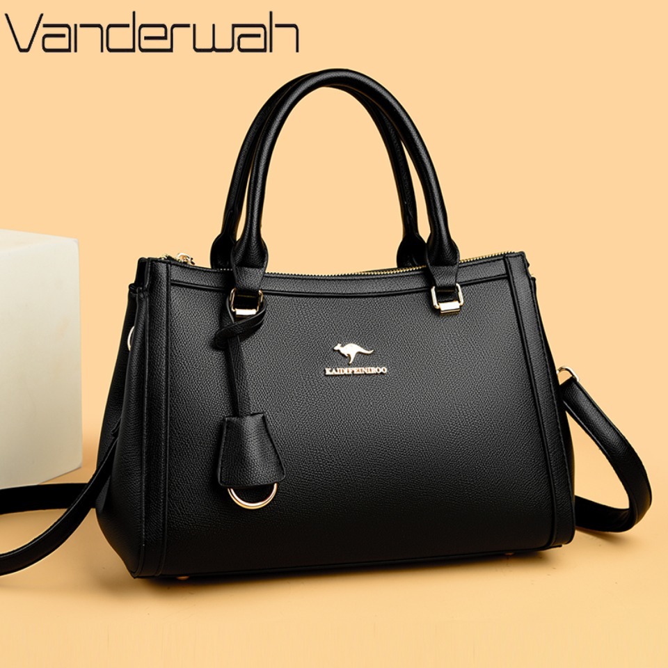กระเป๋าถือสะพายไหล่หนัง PU นุ่ - Leather Work Handbag บทวิจารณ์และราคา