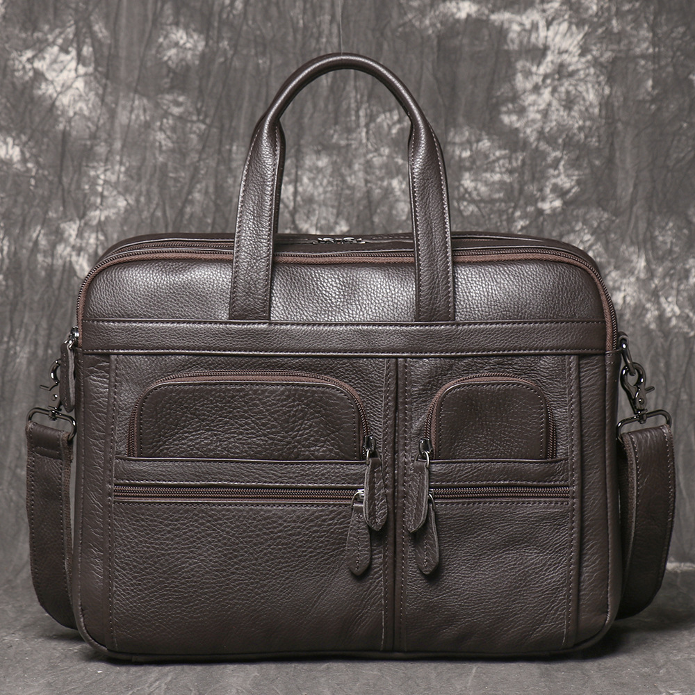 กระเป๋าเอกสารหนังแท้สำหรับผู้ช - Leather Work Laptop Bag บทวิจารณ์และราคา