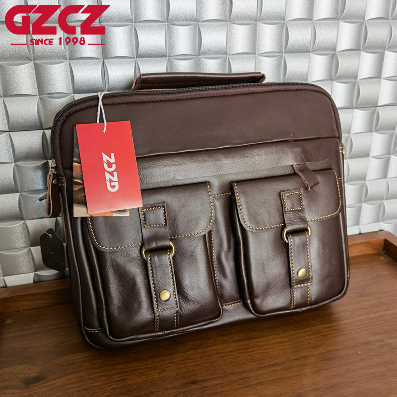 GZCZ กระเป๋าถือผู้ชาย กระเป๋าค - Leather Work Handbag บทวิจารณ์และราคา