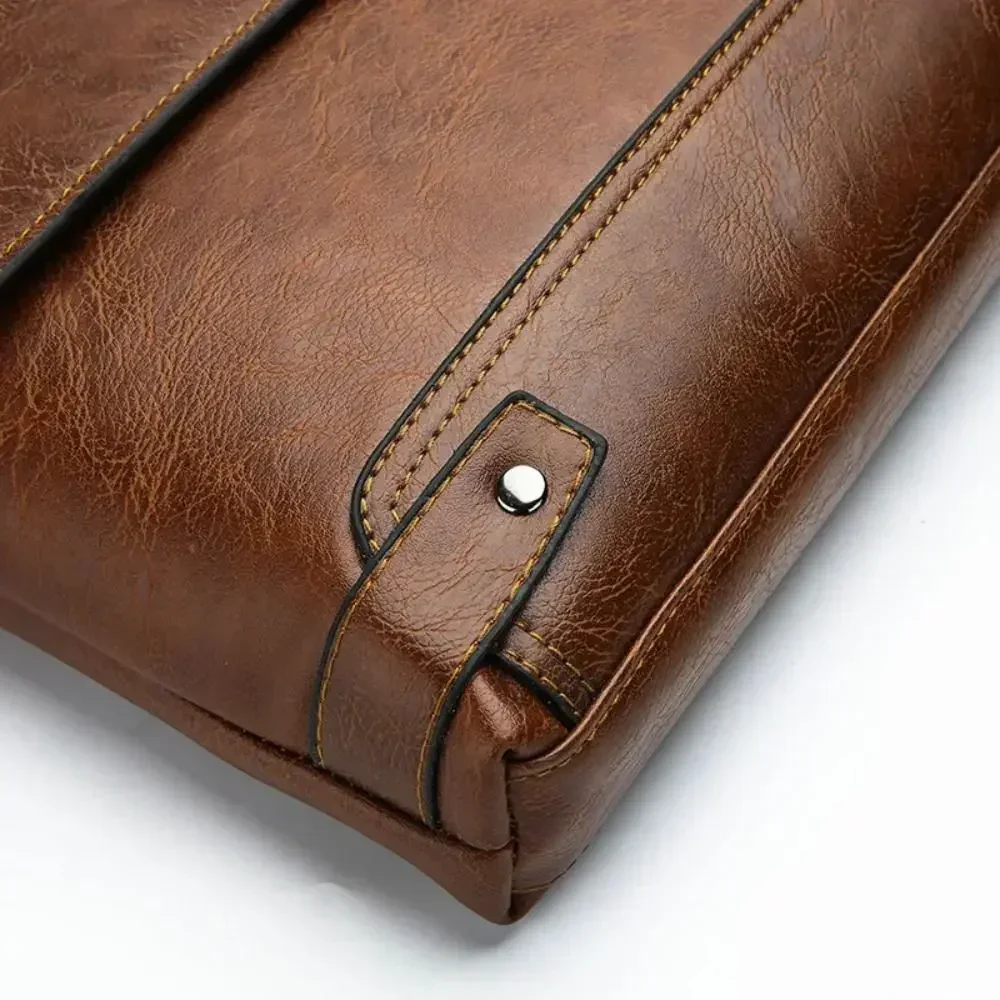กระเป๋าเอกสารสำหรับผู้ชายกระเป - Leather Work Laptop Bag บทวิจารณ์และราคา