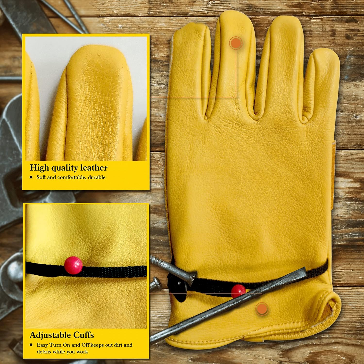 ถุงมือทำสวนหนังวัวสีเหลืองสำหร - Leatherwork Repairs บทวิจารณ์และราคา